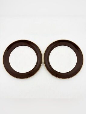 NWOT Lenox x Kate Spade Set of 2 Brown and Gold Rim Dinner Plates